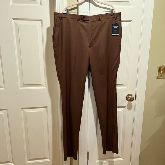 NWT Men's Hart Schaffner Marx New York Fit Wool Dress Pants Brown Size 42 - Picture 2 of 6